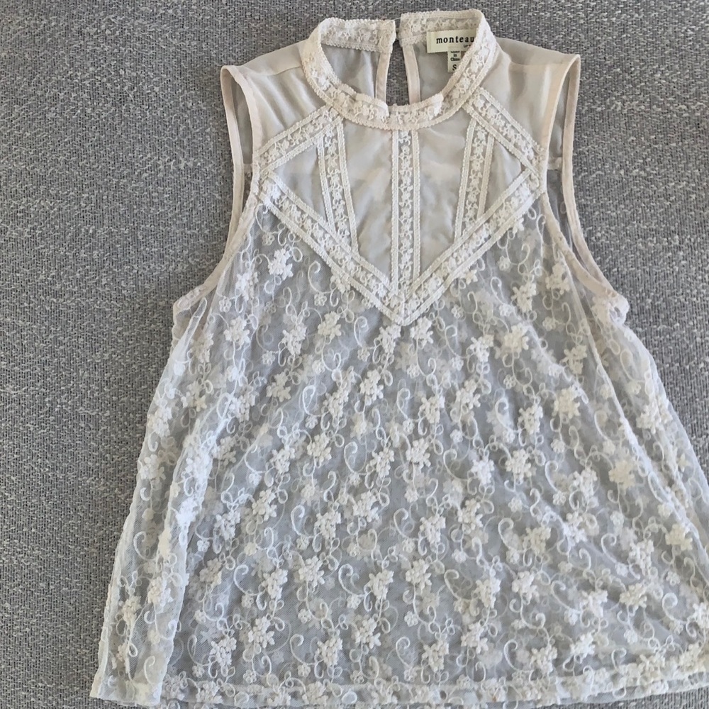 Lace high neck top